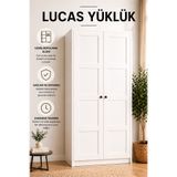 midoser Lucas 2 Kapılı Yüklük, Yorgan, Yastık Dolabı - Mat Beyaz 1600-80, 190 cm