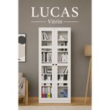 Midoser Lucas Cam Kapaklı Kitaplık Ve Çok Amaçlı Dolap ( Ayarlanabilir Raf )