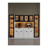 MİDOSER Nero Quad Modüler Kahve Köşesi ve Kiler Dolabı Takımı Alüminyum Çerçeveli Cam Kapaklı LED Aydınlatmalı 190 x 240 cm