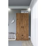 Midoser Yaman 80 cm Atlantik Çam 2 Kapakli 2 Çekmeceli Elbise Dolabı