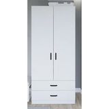 Midoser Yaman 80 cm Mat Beyaz 2 Kapaklı 2 Çekmeceli Gardırop