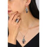 Midyat Nurtaş 201011320 Mistik Topaz Taşlı Otantik Kadın Gümüş Üçlü Set