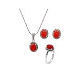Midyat Nurtaş 201021935 Akik ve Markazit Taşlı 925 Ayar Gümüş Üçlü Set