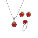 Midyat Nurtaş 201021941 Akik ve Markazit Taşlı 925 Ayar Gümüş Üçlü Set