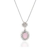 Midyat Nurtaş 201021960 Pembe Kuvars Taşlı Elips Model Oksitli Telkari Gümüş Kolye