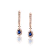 Midyat Nurtaş 201022755 Safir Taşlı Damla Model Rose Kaplama Gümüş Küpe