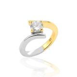 Midyat Nurtaş 201022855 Kristal Kesim Gold Kaplama 925 Ayar Tektaş Gümüş Yüzük