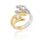 Midyat Nurtaş 201022859 Kristal Kesim Gold Kaplama 925 Ayar Zirkon Gümüş Yüzük