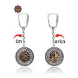 Midyat Nurtaş Gümüş Ayyıldız ve Mardin Hatırası Çift Taraflı Oksitli Gümüş Telkari Anahtarlık 201025170