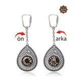 Midyat Nurtaş Gümüş Ayyıldız ve Tuğralı Damla Model Çift Taraflı Oksitli Gümüş Telkari Anahtarlık 201025187