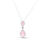 Midyat Nurtaş Gümüş Pembe Kuvars Ve Zirkon Taşlı 925 Ayar Gümüş Kolye 201021885