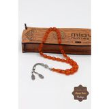 Midyat Nurtaş Gümüş Turuncu Küçük Boy Gümüş Püsküllü Arpa Kesim Sıkma Kehribar Tesbih 201023294