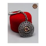 Midyat Nurtaş Gümüş Yakut Taşlı Ayyıldız Lale Model 925 Ayar Gümüş Oksitli Telkari Anahtarlık 201025154
