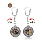 Midyat Nurtaş Gümüş Yakut Taşlı Ayyıldız ve Mardin Hatırası Çift Taraflı Oksitli Gümüş Telkari Anahtarlık 201025171