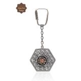 Midyat Nurtaş Gümüş Yakut Taşlı Çiçek Model Telkari İşlemeli 925 Ayar Gümüş Anahtarlık 201024030