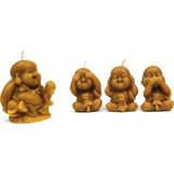 Mie Box Balmumu Mum Buda ve 3'lü Biblo( Görmedim , Duymadım, Bilmiyorum) - Sarı - 4 Adet