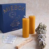 MIEBOX Arınma ve Enerji Seti %100 Doğal (Palo Santo Tütsü + Balmumu Mum + Adaçayı Tütsüsü) - Sarı - 2 Adet