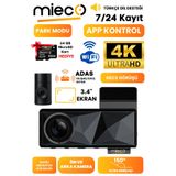 Mieco A11 Wifi/ 4K UHD/ 150° Ultra Geniş Açı/ GPS/ ADAS/ Ön+Arka Araç Kamerası (2025)+Hafıza Kartı Hediye