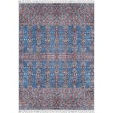 Miedzyzdroje Mavi Madalyon Modern Geometrik Etnik Desenli Boho Makinada Yıkanabilir Hav Toz Vermez Leke Tutmaz Kaymaz Taban Dijital Makine Baskı Halı Oturma Odası Salon Yolluk Koridor Mutfak Halısı