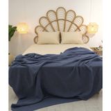 Miel İndigo Kenarı Ponponlu Çift Kişilik Battaniye 200x220 37115 - 200 x 220 cm