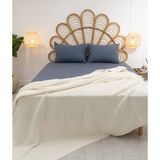 Miel Krem Çift Kişilik Kenarı Ponponlu Battaniye 200x220 37100 - 200 x 220 cm