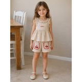 Miela Kids Fırfırlı Cherry Bluz ve Şort Takım - 9 - 10 Yaş - Bej