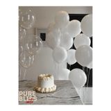 Mielibon 20'li Pure Bliss Balon Seti – 12 Pastel Beyaz & 8 Şeffaf Balon, 11-12 İnç İç Mekân Parti Süsü