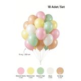 Mielibon Bir Yaş Konsepti Makaron Pembe Makaron Sarı Baby Shower Parti Süsleme Balon Seti 18 Adet