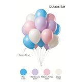 Mielibon Deniz Kızı Temalı Mavi Makaron Lila Kız Çocuk Doğum Günü Balon Seti 12 Adet
