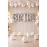 Miels Concept Gümüş Büyük Bride Folyo Balon Beyaz Metalik Balon Seti Bride To Be Bekarlığa Veda Partisi