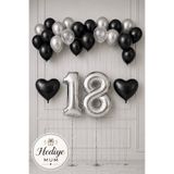 Miels Concept Siyah Gümüş Folyo Rakam Balonlu Yaş Seçenekli Mumlu Konsept Doğum Günü Balon Seti