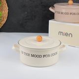 Mien 20 Cm Tırtıklı Emaye Tencere Fil Dişi - Fildişi