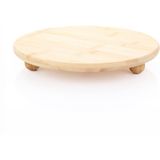 Mien 27 cm Bambu Top Ayaklı Sunumluk – Doğal Ahşap Servis Tabağı, Şık Sunum Tepsisi - 27 cm yuvarlak bambu sunum tabağı - Kahverengi