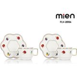 Mien 2’li Flower Fincan Takımı – Zarif Çiçek Desenli Şık Sunum - Beyaz - 0 - 499 ml