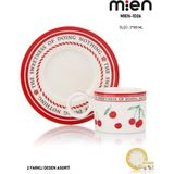 Mien 2’li Kiraz Desenli Porselen Kahve Fincan Takımı – 90 ml (Sarı ve Kırmızı Renk Seçenekleri) - Beyaz