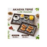 MİEN 2'li Lüx Akasya Ahşap Tepsi Seti (25 x 35) & (20 x 30)