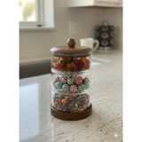 Mien 3 Katlı Akasya Kapak Cam Şekerlik - 1,5 lt