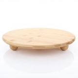 Mien 32 cm Bambu Top Ayaklı Sunumluk – Doğal Ahşap Servis Tabağı, Şık Sunum Tepsisi - 32 cm bambu yuvarlak sunum tabağı - Kahverengi