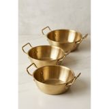 MİEN 3'lü Mini Sunum Tavası Seti 12 cm – Gold Renk Metal Sosluk / Kahvaltılık / Sunumluk