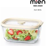 Mien 800 ml Sızdırmaz Kapaklı Cam Saklama Kabı-Krem - 800 ml sızdırmaz saklama kabı