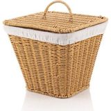 MIEN-9T01 Rattan Kare Sepet Kapaklı - Kahverengi - 1 Adet - 26x23