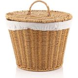 MIEN-9T02 Rattan Oval Sepet Kapaklı - Kahverengi - 1 Adet - 28x23