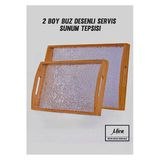 MİEN Ahşap 2 Boy Buz Desenli Servis Sunum Tepsisi / Çay & Kahve & Sunumluk