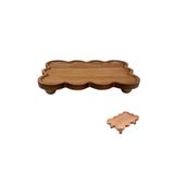 MİEN Akasya Ahşap Dikdörtgen Sunumluk - Dalgalı Kenar Dekoratif Tabak (27x16x5 cm)