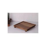 MİEN Akasya Doğal Ahşap Ayaklı Kare Sunum Tepsisi Kahvaltı Peynir Meze Servis Tahtası 26x26cm -