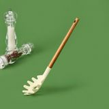 MİEN Akasya Saplı Silikon Makarna Kevgiri - Bej / Kahverengi - 32 cm - Renkli