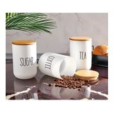 Mien Bambu Kapaklı Cam Çay/Kahve/Şeker Büyük Kavanoz Seti 1000 ml 3'lü