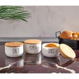 Mien Bambu Kapaklı Cam Tuz/Biber/Baharat Baharatlık 380 ml 3'lü