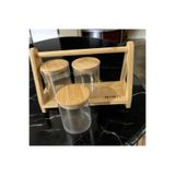 MİEN Bambu standlı 3 lü baharatlık bambu kapaklı baharatlık