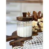 Mien Borosilikat Çizgili Cam Kavanoz 450 ml - Şeffaf - 1 Adet